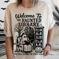 thumbnail image 1 of Haunted Library Shirt, Spooky Halloween Book Lover Shirt, Ghost Reading Shirt, Pumpkin Graveyard Shirt For Shirt, Haunted Shirt, Halloween, 1 of 5