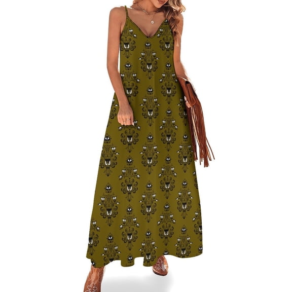 Haunted Mansion Brown Sleeveless Dress Women's Evening Dress Womans Clothing
