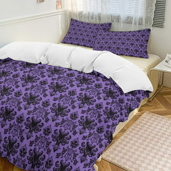 Haunted Mansion Duvet Cover Set Themed Multicolor Polyester Bedding Set for Bedroom Decoration