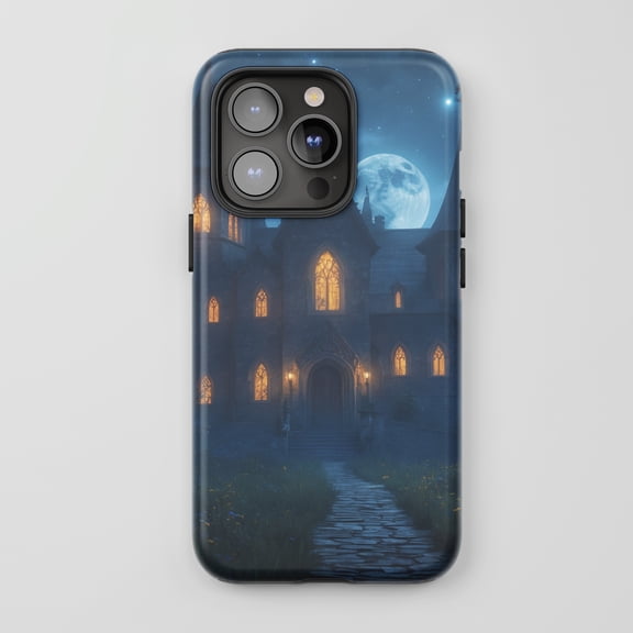 Haunted Mansion For All iPhone Series Tough Phone Case Gothic Blue Moon Theme