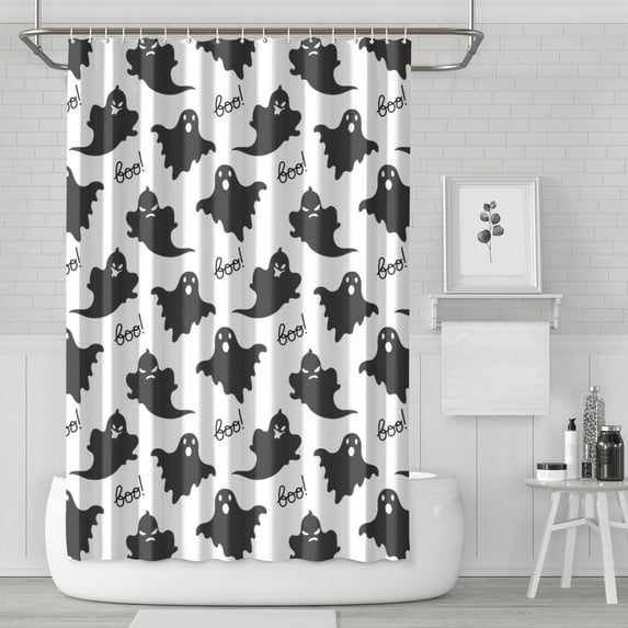 Haunted Mansion Halloween Shower Curtain, 72x72 Inch Scary Castle Design - Waterproof Bathroom Decor with Hooks for Gothic Halloween Theme