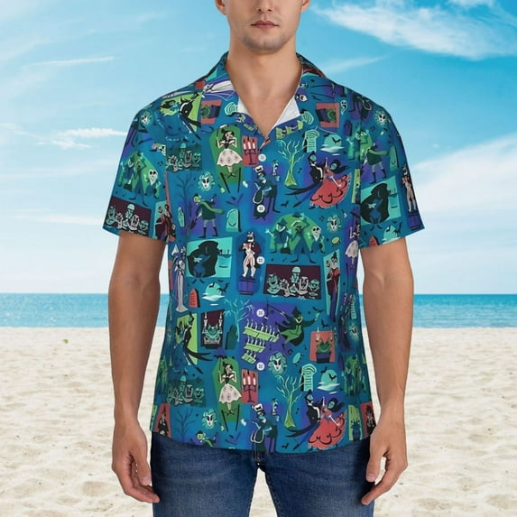 Haunted Mansion Hawaiian Shirt Man Beach Vintage Print Casual Shirts Short Sleeve Fashion