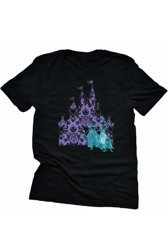 Haunted Mansion Hitchhiking Ghosts Shirt Adult Unisex T-Shirt Haunted House (Black, 3X Large)