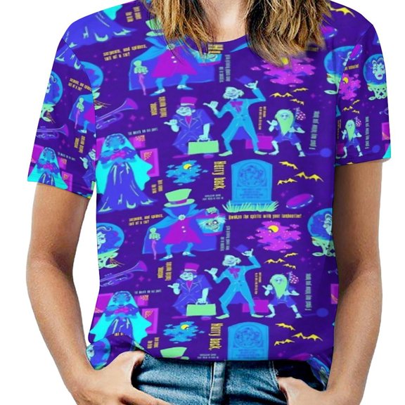 Haunted Mansion Lotus Leaf Neck T-Shirt Long Sleeve Women'S T Shirt Elegant Fashion Tops & Tees