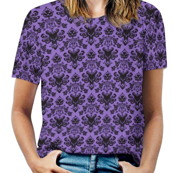 Haunted Mansion Lotus Leaf Neck T-Shirt Long Sleeve Women'S T Shirt Elegant Fashion Tops & Tees