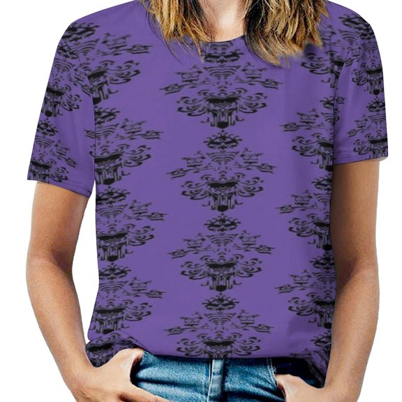 Haunted Mansion Lotus Leaf Neck T-Shirt Long Sleeve Women'S T Shirt Elegant Fashion Tops & Tees