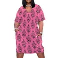thumbnail image 1 of Haunted Mansion Plus Size Summer Dress Women Casual Printed V Neck Short Sleeve Hawaii Boho Beach T Shirt Dress, 1 of 8