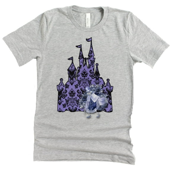 Haunted Mansion Shirt Adult Women Ladies Ghostly Haunted House Tshirt (Gray, Small)