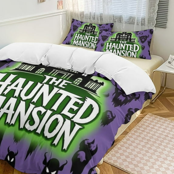 Haunted Mansion Spooky Design Set Duvet Cover Bedding Set Duvet Cover Polyester Quilt Cover for Full Size