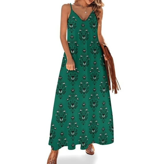Haunted Mansion Ultramarine Green Sleeveless Dress Women's Evening Dress Womans Clothing