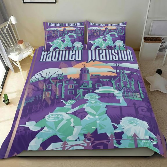 Haunted Mansion cotton sheet trio, three-piece, gentle on skin, reinforced stitching, unique design, ideal gifts for family, friends, fans, 36x75 in (90*190 cm).