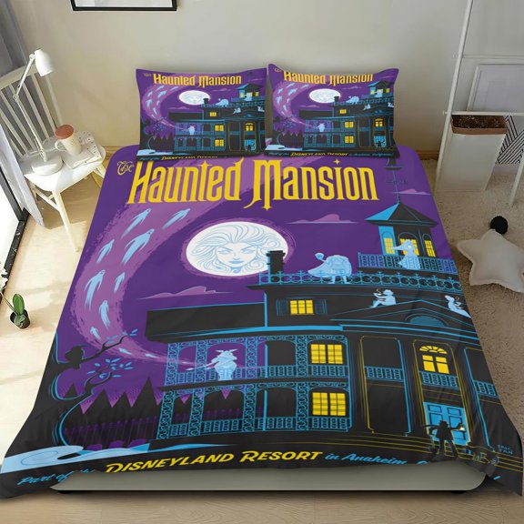 Haunted Mansion themed cotton sheet set, three-piece, comfortable, quick-clean fabric, distinctive design, great home decor gifts, 36x75 in (90*190 cm).