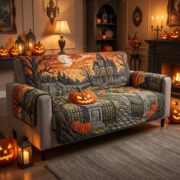 Haunted Remains Quilted Sofa Cover ,Soft Furniture Protector, Sofa Slipcover for Living Room, Cozy Couch Protector, Farmhouse Home Decor