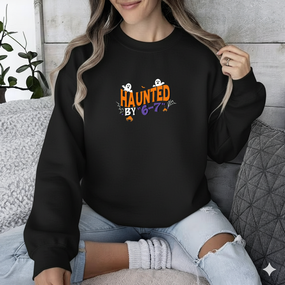 Haunted Six Seven Meme Sweatshirt Gen Alpha Viral Internet Humor Trendy Design, up to size 5XL