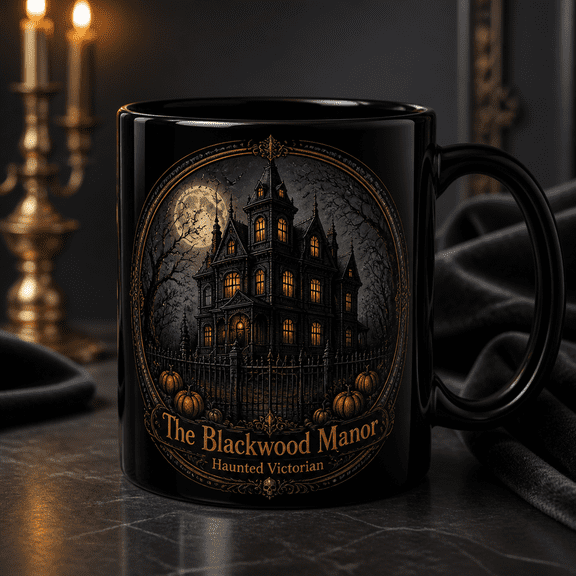 Haunted Victorian Mansion Gothic Ceramic Coffee Mug Halloween Gift