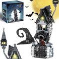 thumbnail image 1 of Haunted Village House Compatible with Lego, Halloween Christmas Haunted Building Blocks Set with Led Light, 2 Minifigures, Creative Festival Toy Kit Gifts for Kids or Movie Fans (766pcs), 1 of 5