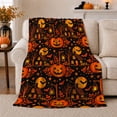thumbnail image 1 of Haunted Village autumn celebration Pumpkin Pattern Festive Autumn Cartoon, Warm Flannel Blanket for Living Room and Family Room, Festive autumn celebration Scene, Art Lovers autumn celebration Gift, 1 of 9