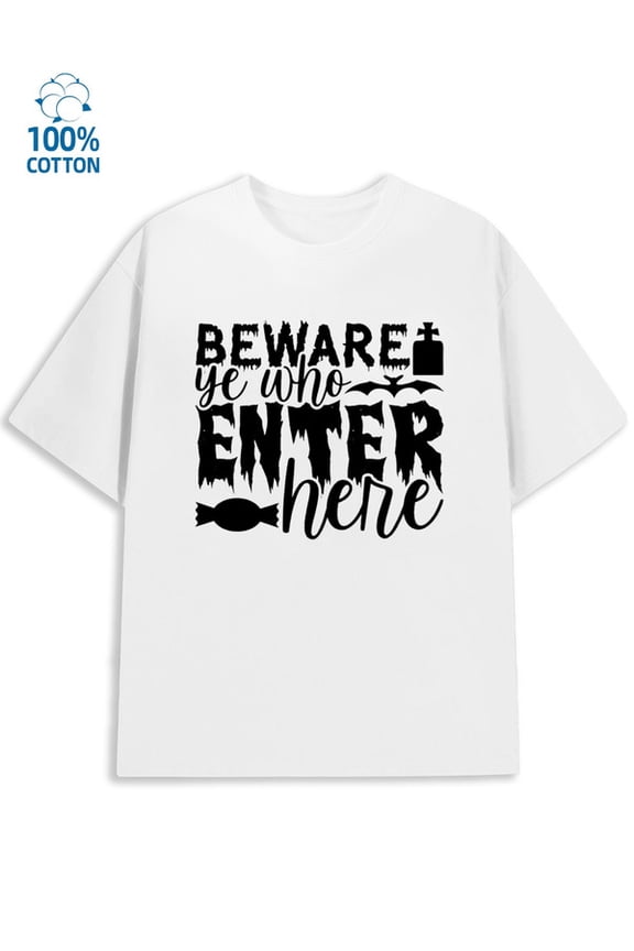 Haunted Warning Tee men's lovers white Hip-hop streetwear taylor grey Vintage Unisex Shirt Crewneck tshirts Unique Design Unisex Shirt Crewneck tshirts