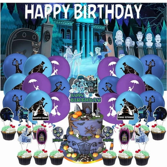 Haunted Mansion Party Supplies Latex Balloons Decor Banner Backdrop Kit Birthday Decorations