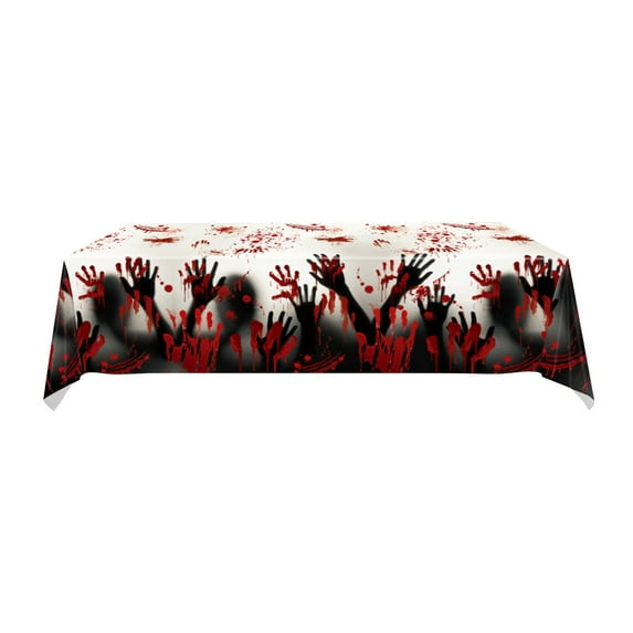 Hauntingly Beautiful Halloween Decorations - Oversized 54x108 Inch Ghost-Themed Tablecloth with Glow-in-the-Dark Spectral Designs for Spooky Dinner Parties & Festive Home Decor