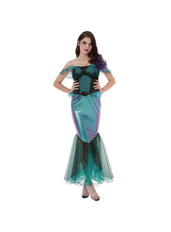 Hauntlook Mystical Mermaid Women's Halloween Costume - Maxi Skirt Tail Dress, S