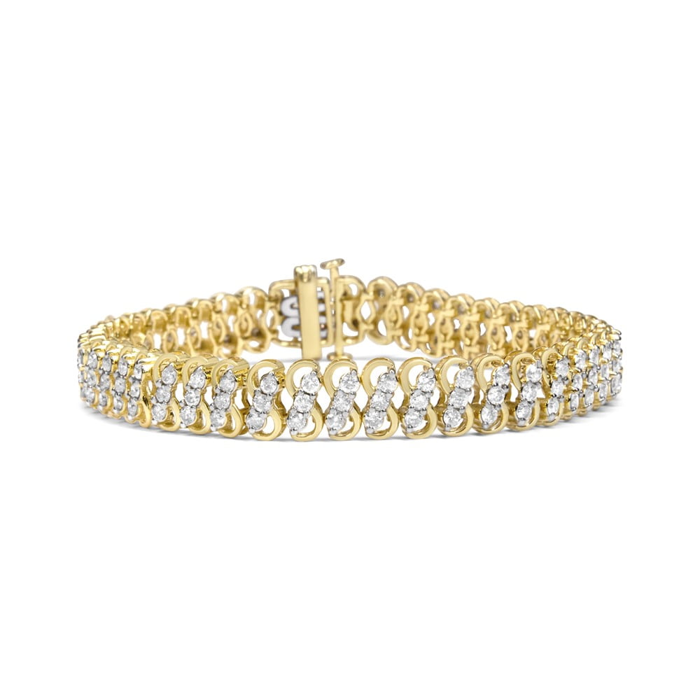 10K Solid Yellow Gold 2CT tw Round Cut Diamond Tennis Bracelet – Exotic  Diamonds