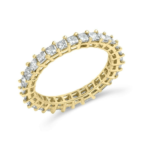 Haus of Brilliance 14K Yellow Gold 2.00 Cttw Womens Shared Prong Set Princess Cut Diamond Eternity Band Ring (J-K Color, SI1-SI2 Clarity) - Ring Size 6