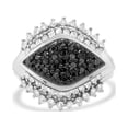 thumbnail image 1 of Haus of Brilliance .925 Sterling Siler 1.00 Cttw Womens Prongs White and Black Round cut Diamond Cluster Evil Eye Ring (Black and I-J Color, I2-I3 Clarity) - Ring Size 5, 1 of 6