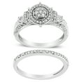 thumbnail image 1 of Haus of Brilliance .925 Sterling Silver 1/3 Cttw Womens Round Cut Natural Diamond Miracle Setting Rhodium Plated 7 Stone Cluster & Halo Engagement Band Ring Set (I-J Color, I1-I2 Clarity) - Size 5, 1 of 7