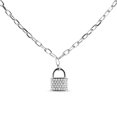 thumbnail image 1 of Haus of Brilliance .925 Sterling Silver 1/4 Cttw Womens Round Cut Natural Diamond Prong Rhodium Plated Lock Pendant Necklace with 18" Box Chain and Spring Ring Clasp (H-I Color, SI2-I1 Clarity), 1 of 7