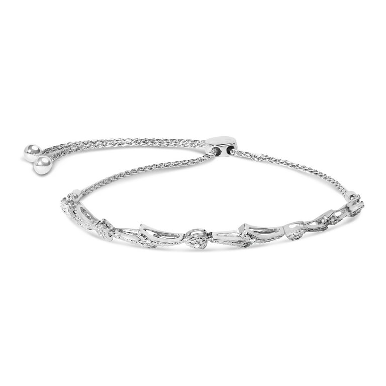 Polki Diamond Three-stone Bolo Bracelet Adjustable Rhodium on Silver Polki Diamond Three-stone Bolo Bracelet Adjustable Rhodium on Silver