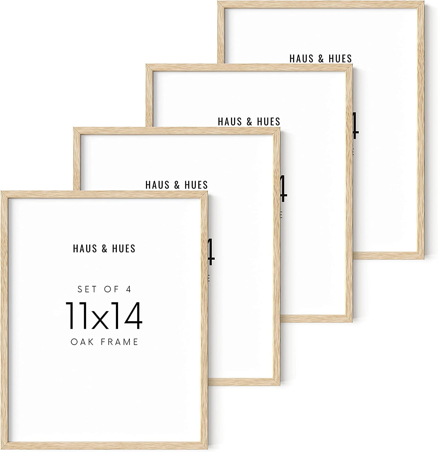 Haus and Hues Set of 4 Beige Oak Wood Frames 11"x14" Natural Wood Poster Frames for Art