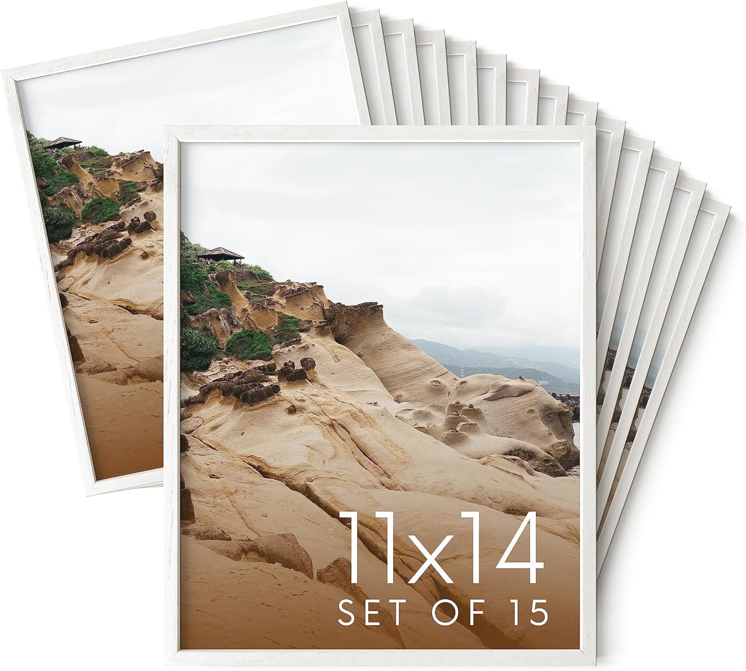 Haus and Hues 11x14 White Oak Wood Picture Frames Set of 15 Premium