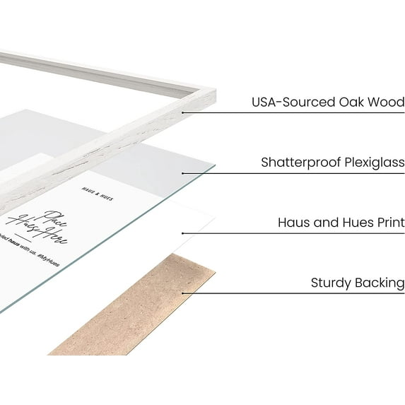 Haus and Hues 11x17 White Oak Wood Picture Frames Set of 25 - Premium Bulk Picture Frames 11x17 Bundle - Elegant Gallery Wall Frame Set for Posters, Art Display - Ideal for Wall Decor in Home & Office