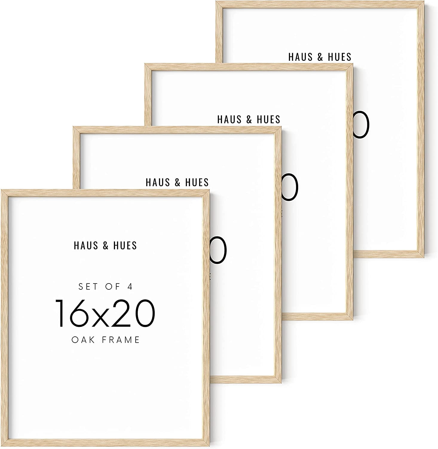 Haus and Hues 16x20 Beige Oak Wood Picture Frame Set of 4 - 16x20 Wood  Picture Frame, 16x20 Frames 4 Pack, 16x20 Poster Frame, 16x20 Frame Wood,  16 by 20 Picture Frames