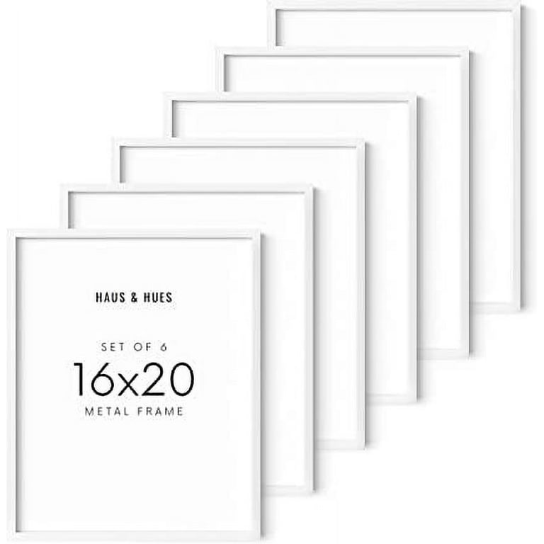 Haus and Hues 16x20 Picture Frames For Wall - Set of 6 16 x 20 Frames,  White Picture Frames 16x20 Frames White Picture Frames Pack, White Frames