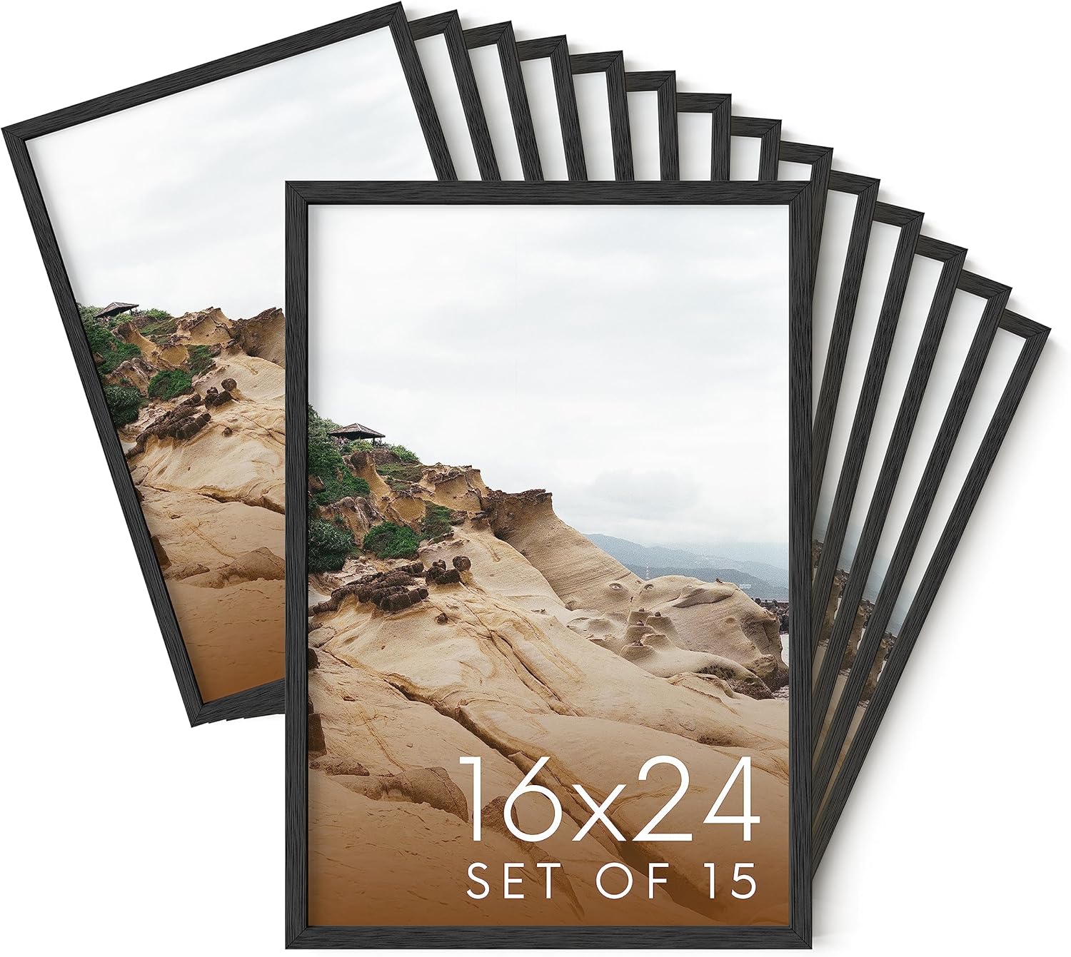 Haus and Hues 16x24 Black Oak Wood Picture Frames Set of 15 - Premium ...