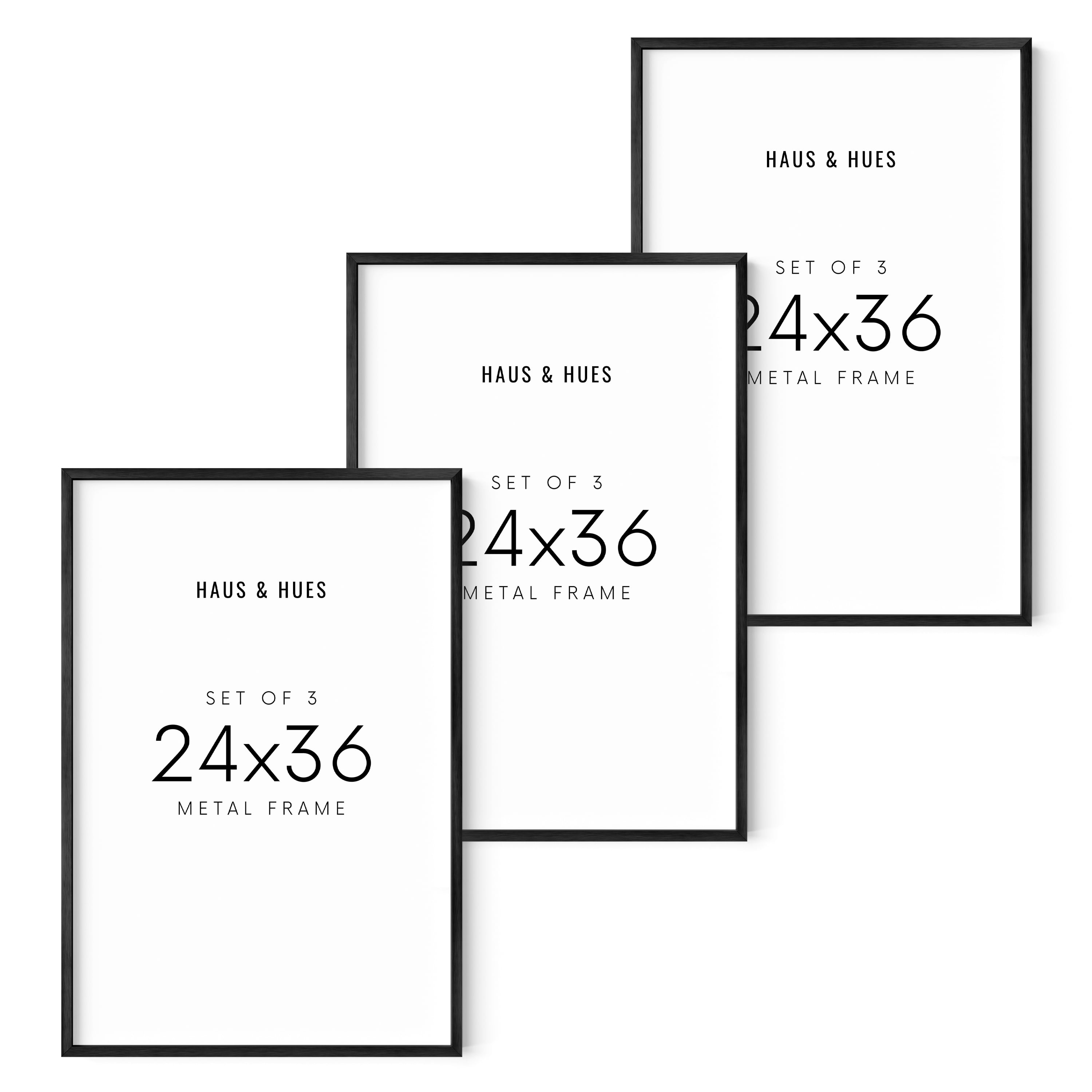 Black Aluminum 24x36 Wall Picture Frames Set of 3