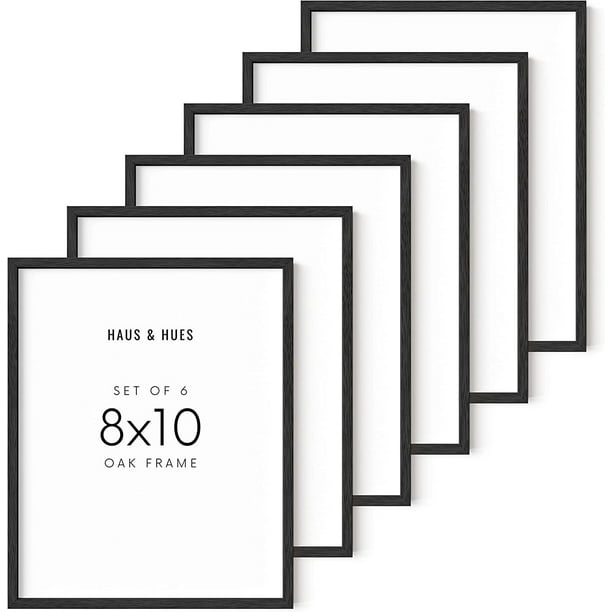 Haus and Hues 8"x10" Black Oak Wood Frames Set of 6 - 8x10 Picture Frame Set of 6, 8x10 Picture Frames Set of 6, Black 8x10 Picture Frame, 8x10 Black Frame, Black 8x10 Picture Frame Set of 6