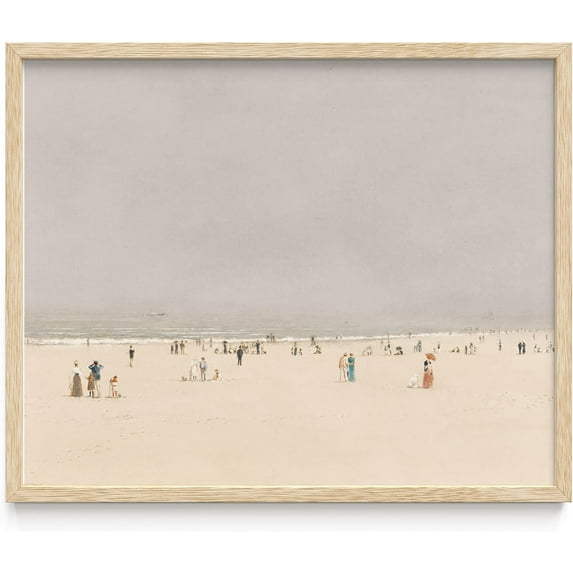 Haus and Hues Beach Art Wall Decor - Vintage Beach and Coastal Wall Art Decor with Framed Prints, Antique Charm, and Timeless Coastal Scenes (8x10 Framed Beige)