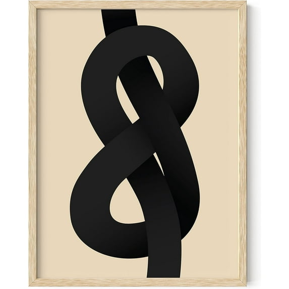 Haus and Hues Black and White Abstract Wall Art - Neutral Wall Art Modern Midcentury Modern Art | Black and White Artwork for Walls Modern Neutral Wall Decor Minimal Wall Art Framed Beige – 12x16