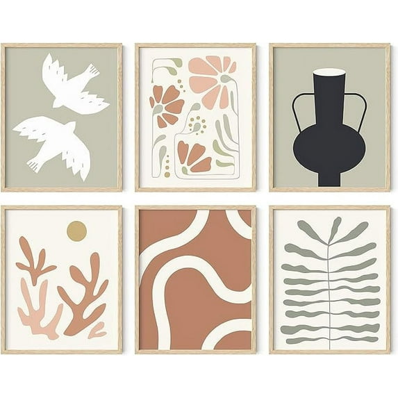 Haus And Hues Boho Pictures Wall Decor - Mid Century Modern Wall Art, Neutral Wall Decor, Botanical Wall Art Framed, Coral Artwork Wall Decor, Gallery Wall Frame Set, Wall Art Boho (Frame Beige 16x20)