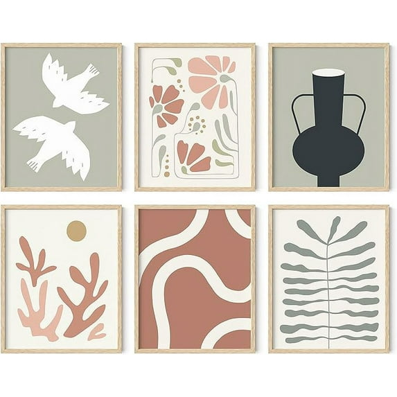 Haus And Hues Boho Pictures Wall Decor - Mid Century Modern Wall Art, Neutral Wall Decor, Botanical Wall Art Framed, Coral Artwork Wall Decor, Gallery Wall Frame Set, Wall Art Boho (Framed Beige 8x10)