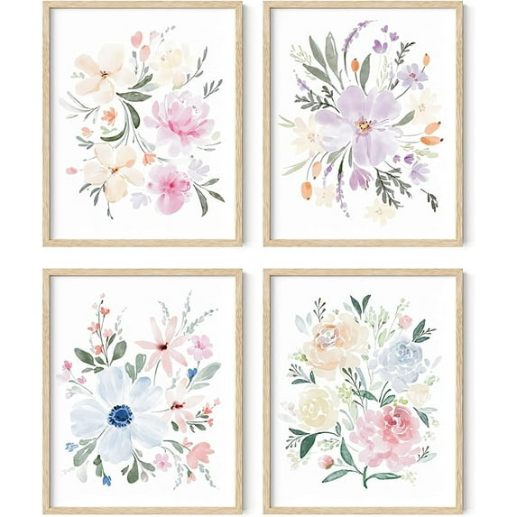 Haus and Hues Botanical Prints - Set of 4 Flower Poster, Flower Pictures Wall Decor, Floral Prints, Wall Flower Pictures, Flowers Posters, Flower Prints, Floral Botanical Prints, (Unframed, 8x10)