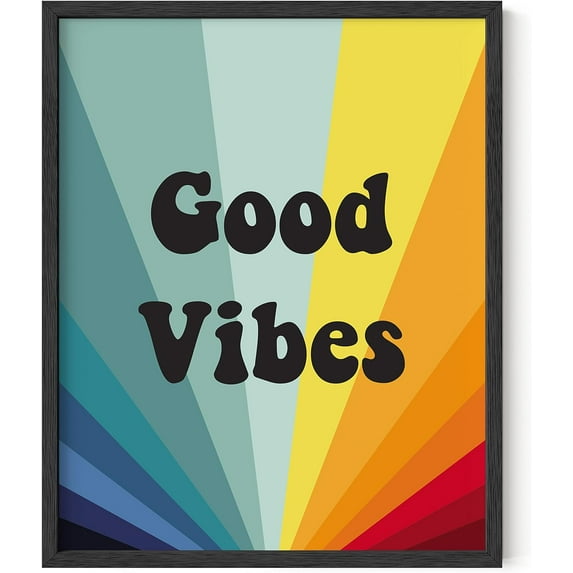 Haus and Hues Dope Posters Good Vibes Wall Decor - Good Vibes Only Wall Decor and Retro Posters, Good Vibes Only Wall Art, Retro Posters for Room Aesthetic Hippie Rainbow Good Vibes (Unframed 16x20)
