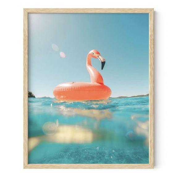 Haus and Hues Flamingo Art and Beach Pictures Wall Art - Flamingo Wall Art and Beach Art Wall Decor, Peach Pink Flamingos Poster Beach Prints Wall Decor, Beach Prints Wall Art (16" x 20" Framed Beige)