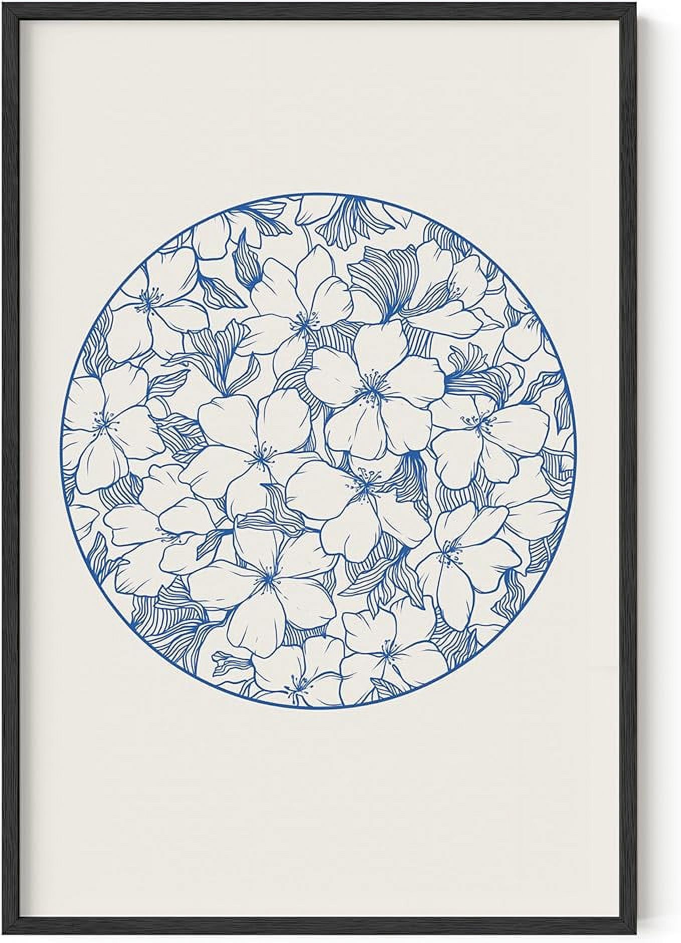 Haus and Hues Floral Wall Art - Japanese Traditional Blue Flower Print ...