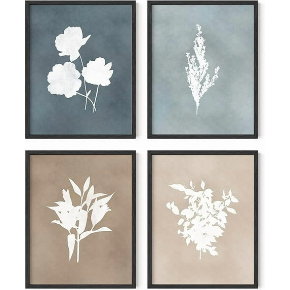 Haus and Hues Floral Wall Art - Set of 4 Plant Posters for Wall Vintage, Botanical Prints, Flower Pictures for Room Aesthetic, Vintage Art Prints, Flower Wall Art (11x14, Unframed)