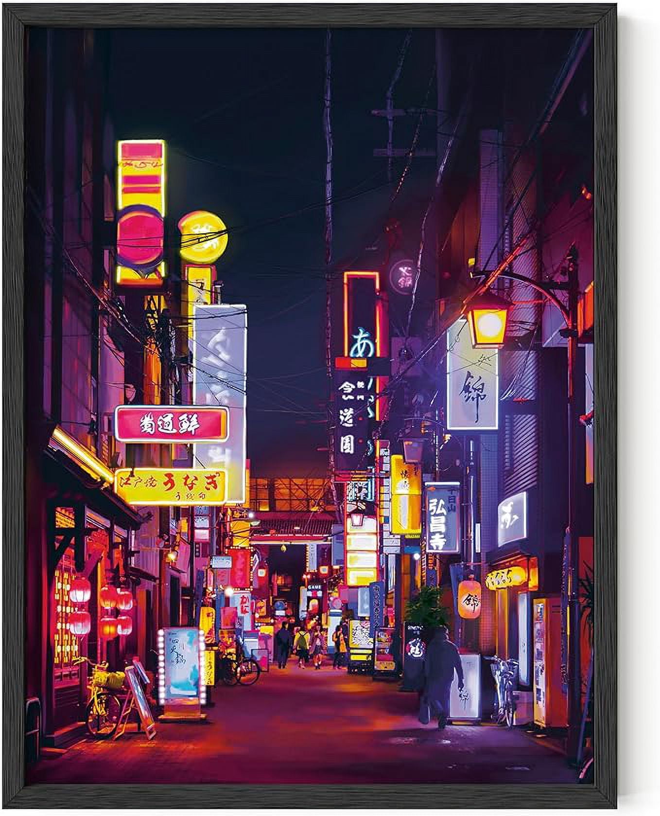 Neon City Japanese Anime Cyberpunk Art Print on Canvas