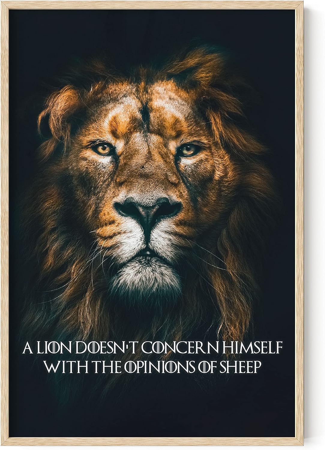Poster Mural Inspirant – Lion & Citation Motivante – Décoration Bureau